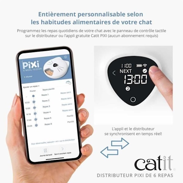 Anslutbar kattmatdistributör - CATIT - PIXI SMART - 6 x 170ml - LCD-touchskärm - Med kylblock