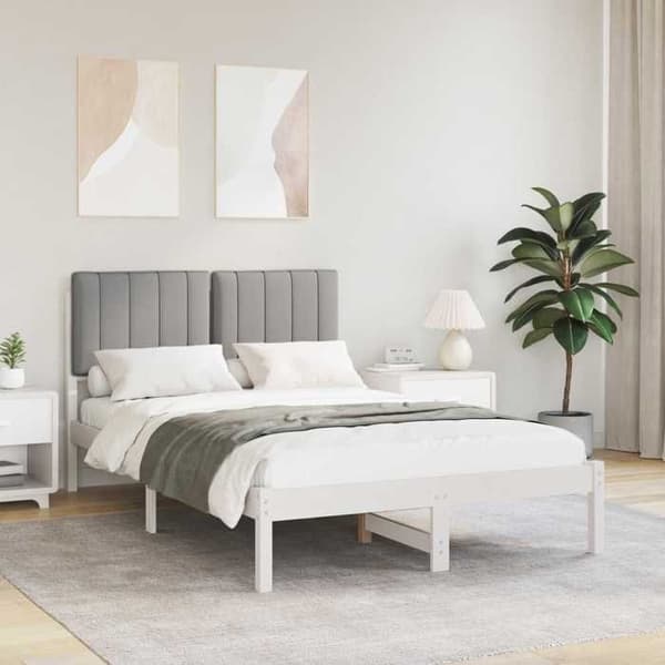 vidaXL Sängram med stoppad huvudgavel Ljusgrå, Sovrum, Rektangulär, Modern, Hållbar 878068