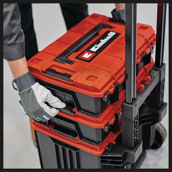 Einhell Tour de coffrets de rangement E-Case Tower (max 120 kg, för modulär förvaring av känslig utrustning) Röd