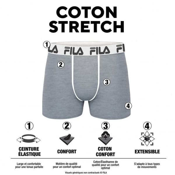 Fila Boxer Herr Caleçon Herr - Grå (Pack om 4) Flerfärgad S