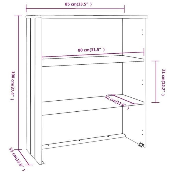 vidaXL HAMAR Sideboard Top Ljusgrå 85x35x100 cm Furu 340511