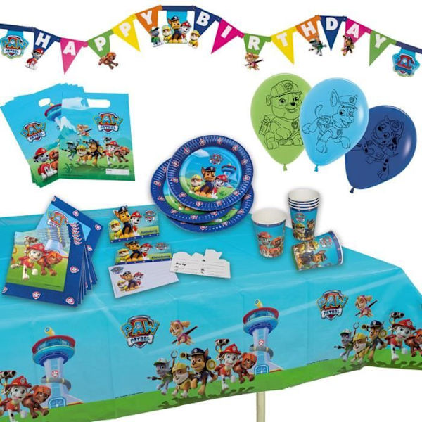 Festuppsättning - Paw Patrol - Tib - 51 delar - Blå - För barn - Bästa dekoration för födelsedag blå