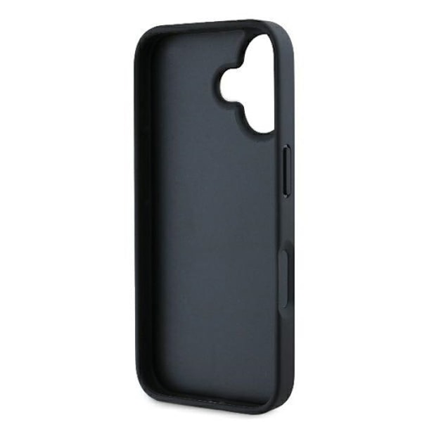 Coque för iPhone 16 med Karl Lagerfeld Monogram nål (svart)