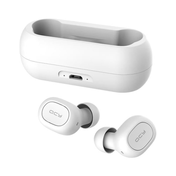 QCY T1C trådlösa Bluetooth 5.0 stereohörlurar, USB-C laddningsfodral In-ear hörlurar Vit Vit