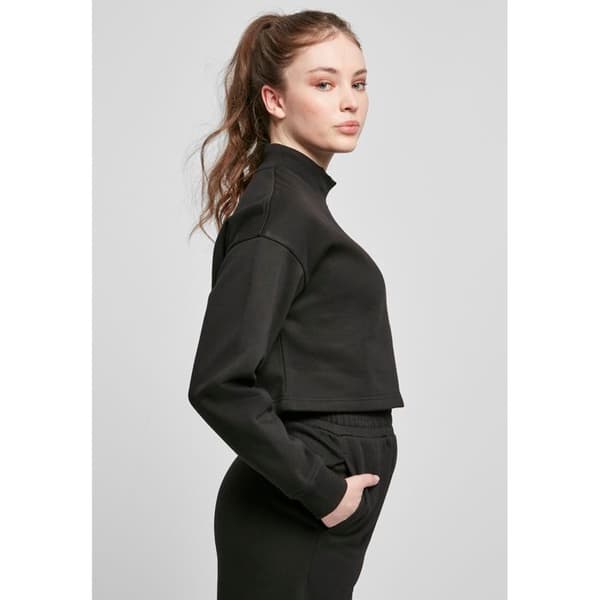 Sweatshirt dam Urban Classics cropped oversized hög hals crew svart S