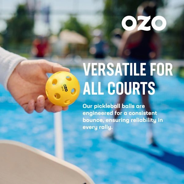 Balle - boule - ballon Ozo - OZPB0018 - Pickleball - Set med 9 Inomhusbollar, 26 Hål, Injicerad Formning, Gul