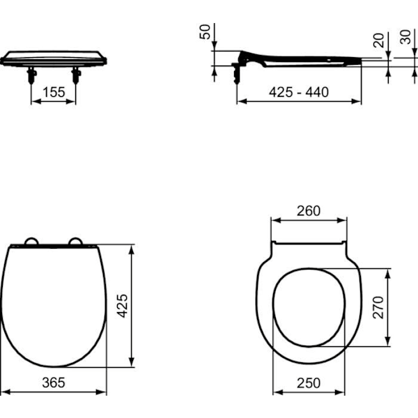 Toalettlock - toalettförhöjare Ideal standard - E3354HY