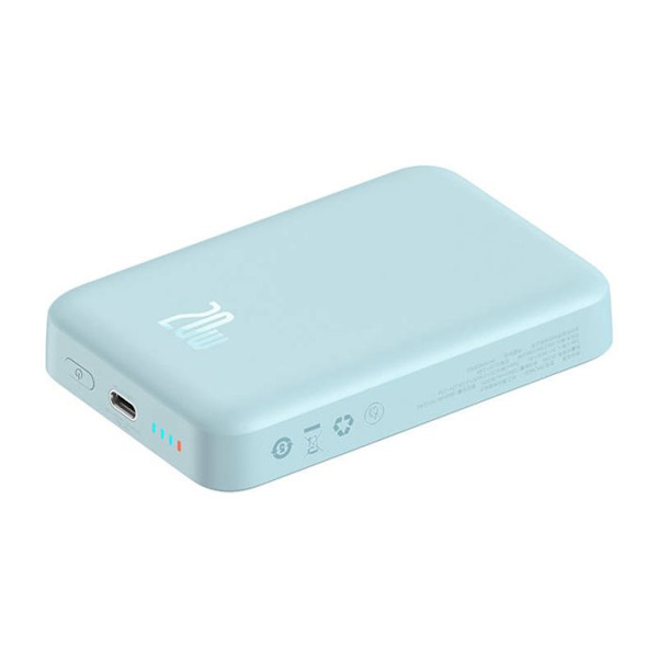 Baseus - Magnetic External Battery Mini (PPCX110103) - USB-C, MagSafe, 10000mAh, 20W, med Type-C-kabel, 3A, 30cm - Blå