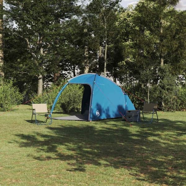 VIDAXL Blått campingtält 370×230×185 cm – polyester, ram av glasfiber