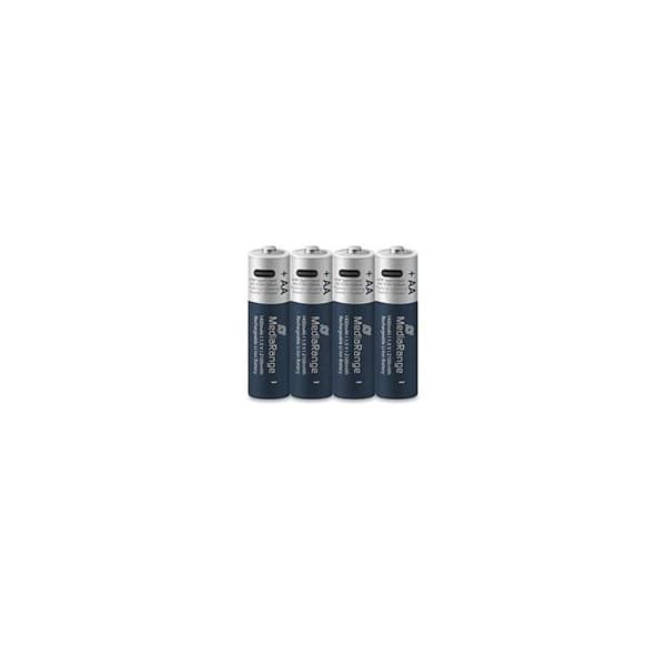 USB-C Laddningsbara Batterier - MediaRange - AA - 1,5V - 1400mAh - 4-pack blå