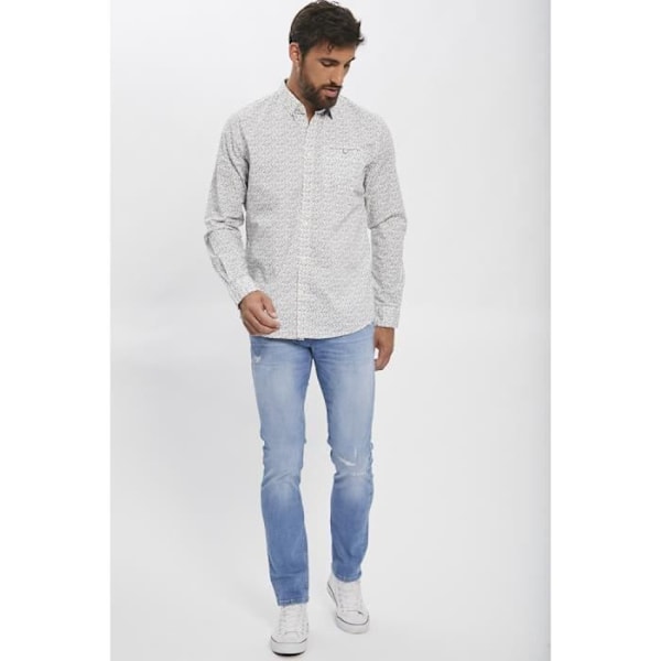 Mönstrad skjorta - Tom Tailor - Åtsittande - Vit - Skjortkrage - Man Vit jag