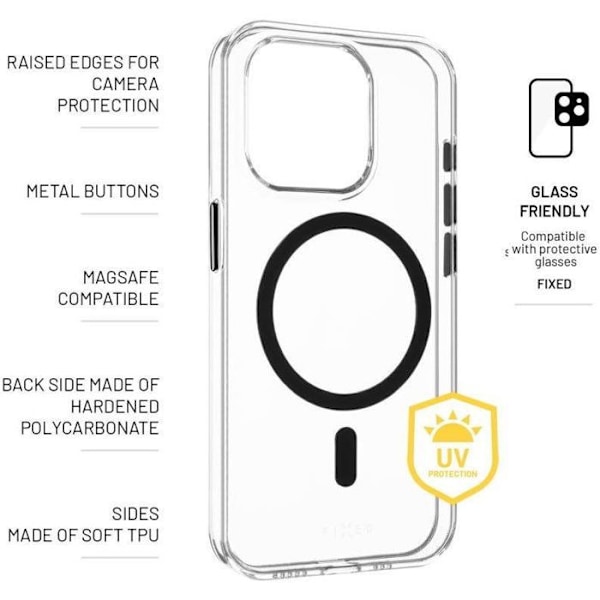 FIXED MagPurity bakstycke med Magsafe-stöd för Apple iPhone 16 Pro Max genomskinlig
