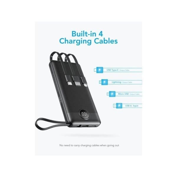 Extern Batteri 10000mAh Apple Lightning, USB-C och Micro USB Veger Svart
