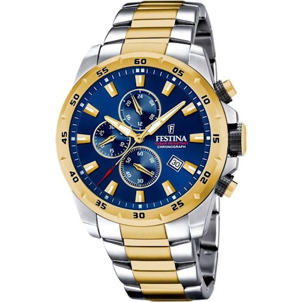 Klocka - FESTINA - CHRONO SPORT - Bicolor Stål - Rund Boett 45 mm - Sportig Två tonig