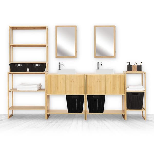 Handdukshängare 1 hylla "Lab'N Modul" bambu - 5 five simply smart brun