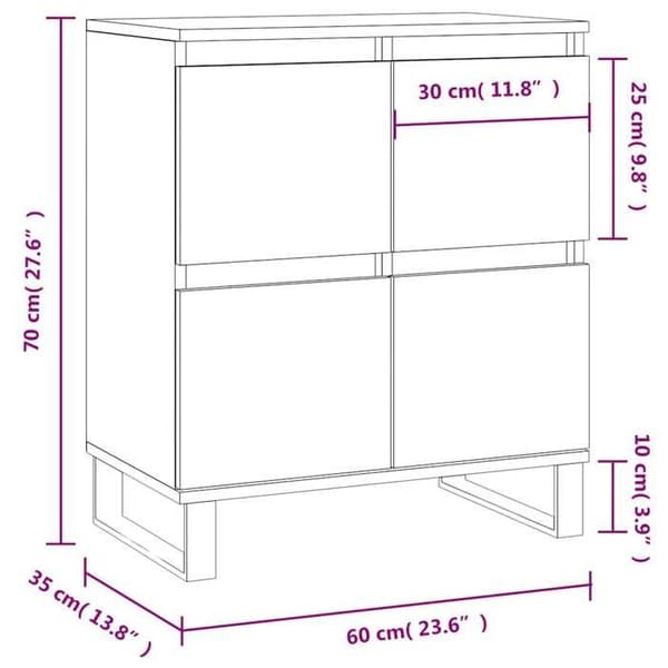 vidaXL Skänk Sonoma Grå 60x35x70 cm Konstruerat trä 831226