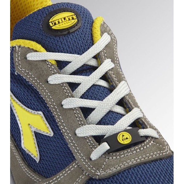 Diadora RUN II TEXT S1P SRC ESD låga säkerhetsskor - Grå / Kungsblå - 44 Grå/kungsblå 35