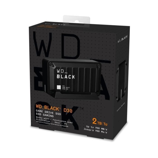 Extern SSD-hårddisk - WD_BLACK - D30 Game Drive SSD - 2 TB - USB 3.2 (WDBATL0020BBK-WESN)