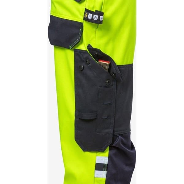Arbetsbyxor med hög synlighet klass 2 elastiska Fristads 2161 ATHF gul hög synlighet/marinblå XXL