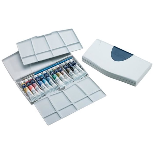 Akvarell - WINSOR & NEWTON - Målning PLUS - 12 tuber á 8 ml - Cotman pensel nr 3 - Blandat
