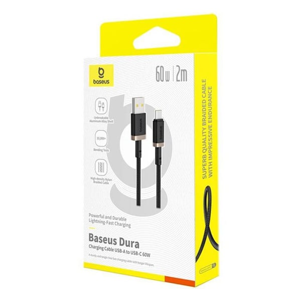 USB-datakabel till Type-C, 60W, 2m - Baseus Dura (P1037780802U01-02) - Guld / Svart