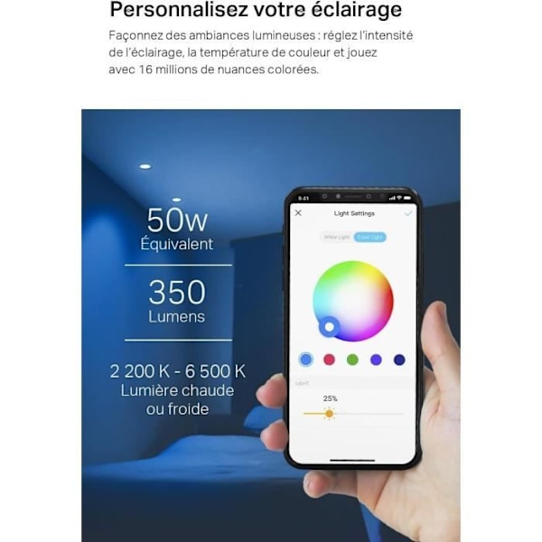 Wifi LED GU10 Toppkopplad L630 - Tapo - Multikolor 2200K-6500K - 3.7W - Kompatibel med Alexa/Google Home