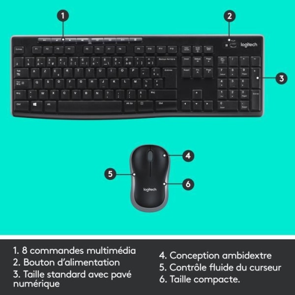 LOGITECH MK270 Mouse Keyboard Set - Wireless - AZERTY