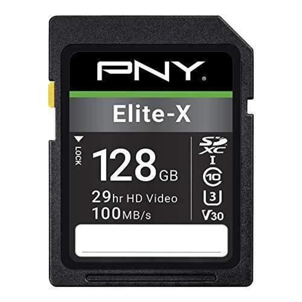 PNY Elite-X SDXC 128GB Klass 10 UHS-I U3 100MB/s minneskort