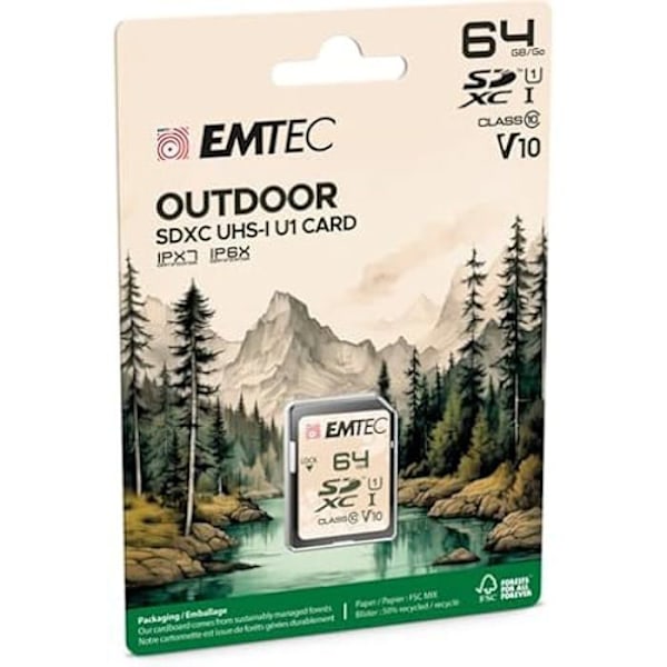 SD-minneskort - EMTEC - ECMSD64GXCU1OR - 64 Go - UHS-I U1 V10 - Vattentålig IPX7