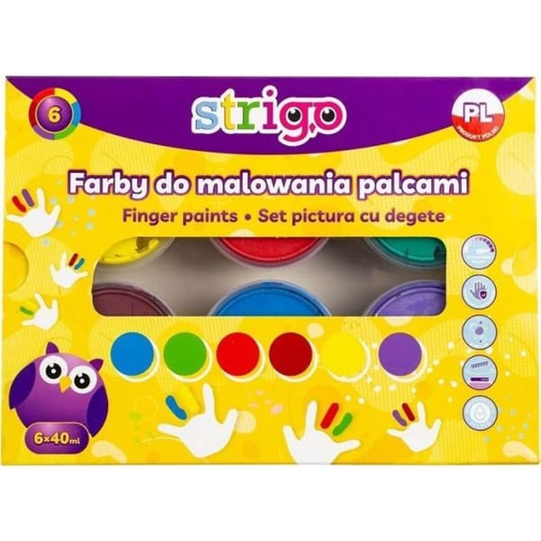 Gouachefärg Strigo Fingermålarfärg, 6 färger