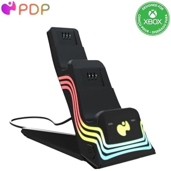 Dubbelladdare - PDP - Afterglow Wave - Laddar 2 kontroller - RGB-belysning - 40 timmars batteritid Efterglöd