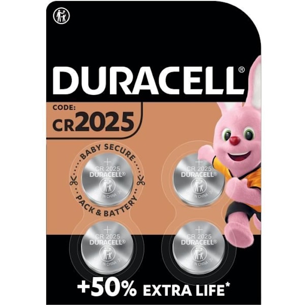 Duracell Specialty 2025 3V litium myntcellsbatterier, 4-pack (DL2025/CR2025)