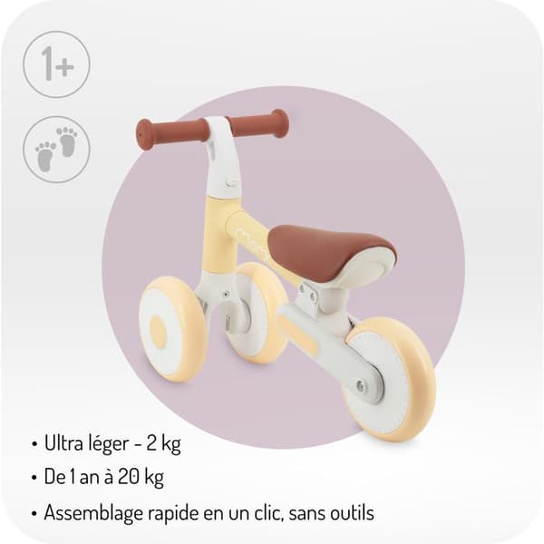 Draisienne trehjuling - MOMI - DEX - Lätt - Fällbar - 2 sits-höjder - Gul Gul