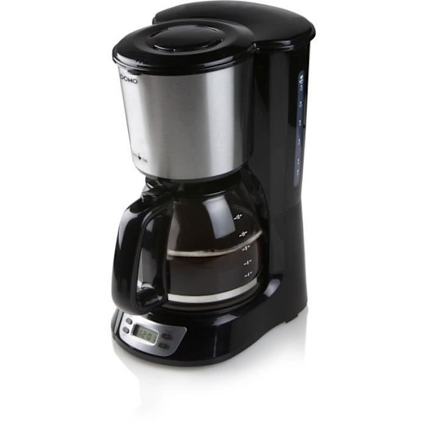 Filterkaffebryggare - DOMO - DO708K - 1000 W - 1,5 L - 12 koppar - LCD-skärm - 24 timmars timer - Svart och rostfritt stål Svart