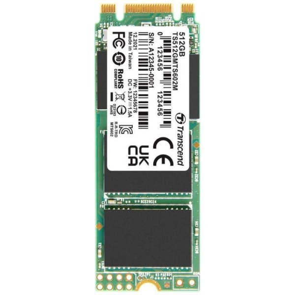 Intern SSD SATA M.2 2260 512 GB - TRANSCEND - MTS602M - SATA III - 6 Gb/s - Multi-level cell (MLC)