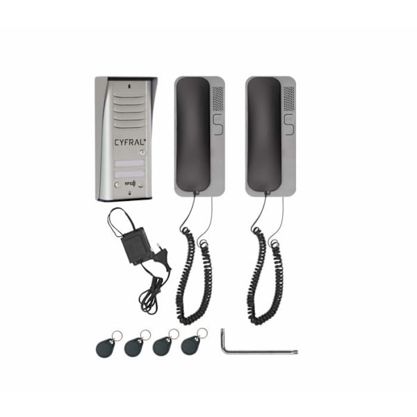 Intercom - videotelefon Cyfral Cosmo R 2 intercom med 2 trådar och integrerad RFID-läsare för två familjer.