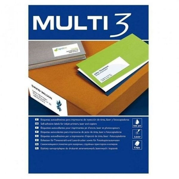 Multi - 10496 - Markierungen Klebend 3 För kopiator Inkjet Laser Y Raka kanter 100 ark 70 x 50,8 mm