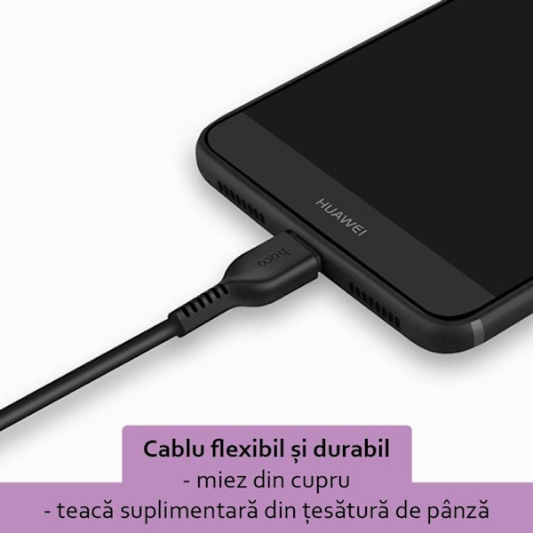 Hoco - Flash datakabel (X20) - USB-A till USB Type-C, 10W, 3A, 2m - Svart