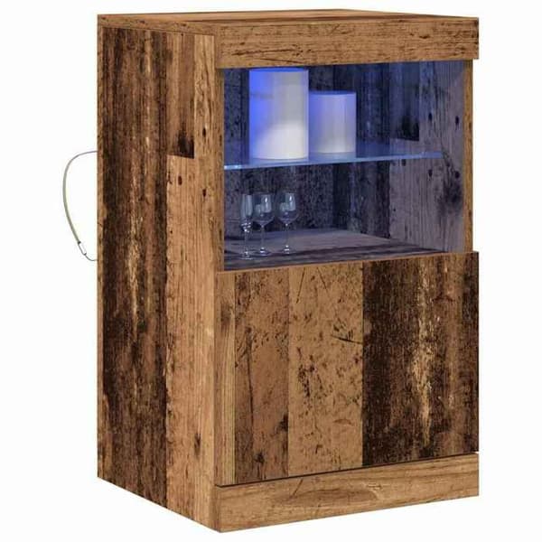 vidaXL Buffé LED Gamla trä 41 x 37 x 67 cm Ingenjörsträ 863036