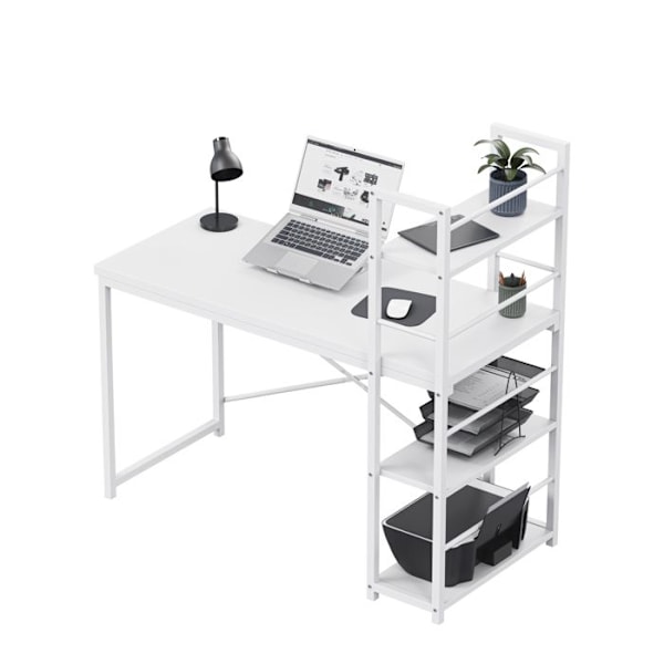 Skrivbord med hyllor MARK ADLER Leader 4.0 Vit – Modern design, Inbyggd förvaring, Ideal för kontor eller gaming