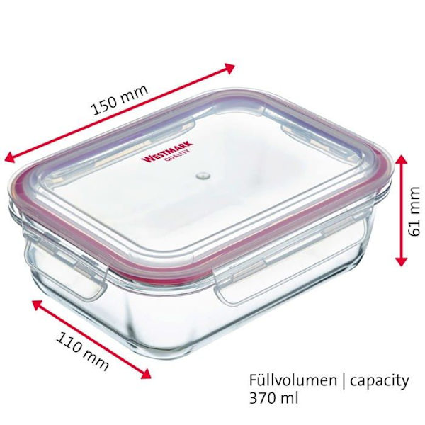Westmark - 234222E6 - PP Silikonglas Förvaringsbehållare Transparent/Röd 640 ML 370 ML