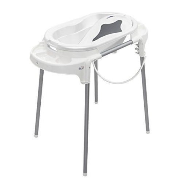 rotho babydesign Top Line Badkar Set Ergonomisk Badsits Badkar Stativ Avloppsslang Vit