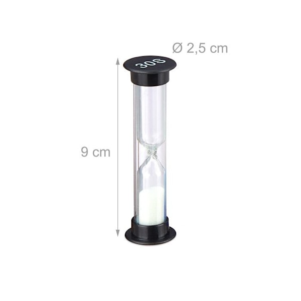 Relaxdays Hourglasses Set med 5 för barn, tandborstningstimer, tetimer, x 5 sandklockor, flerfärgad vit, röd, grön