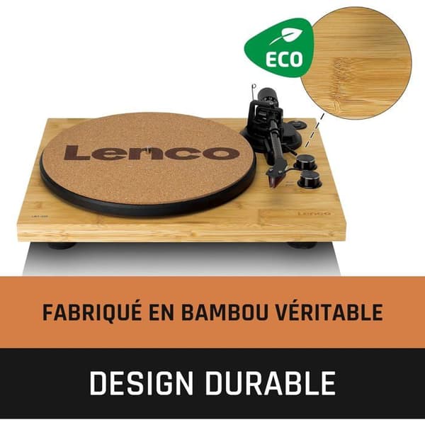 LENCO LBT-335BA - Vinylspelare med Bluetooth® och Ortofon 2M Red pickup - Bambu Bambu, Svart