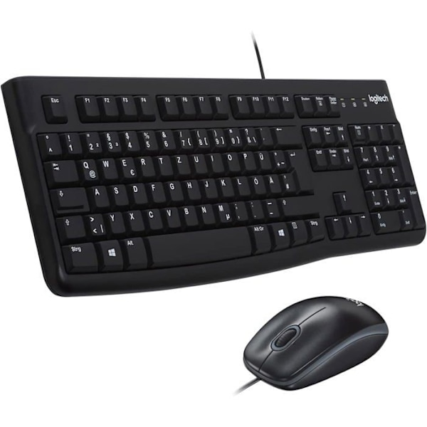 Tangentbord och mus - Logitech - MK120 - USB - QWERTZ - Svart Svart