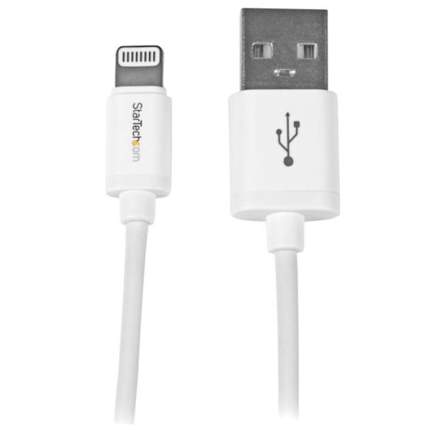 1m Apple Lightning till USB-kabel i vit - Lightning Sync-sladd för iPhone, iPod, iPad - Vit - USBLT1MW