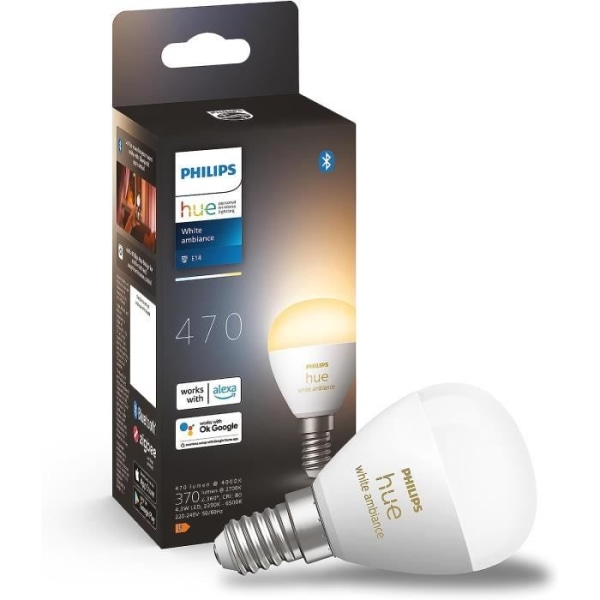 Philips Hue White ambience, sfäriskt ansluten LED-lampa Bluetooth-kompatibel, E14