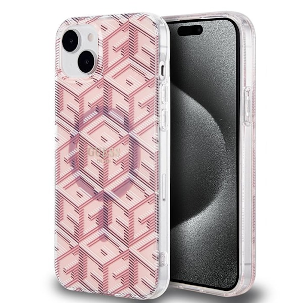 Fodral för iPhone 15 Plus / iPhone 14 Plus - Guess IML GCube MagSafe (GUHMP15MHMHGCUSTGP) - Rosa
