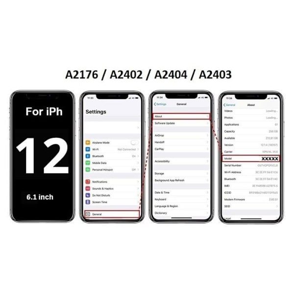 Dhlk (R) På Av-knapp kompatibel med iPhone 12 - Strömkabel Flex-kabel (A2172, A2402, A2404, A2403)