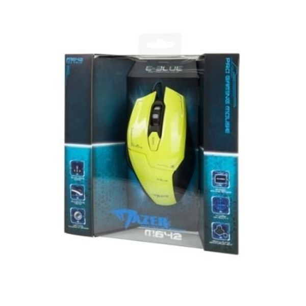E-blå Mazer M642, Högerhänt, Optisk, USB, 2500 DPI, 149,5 g, Grön